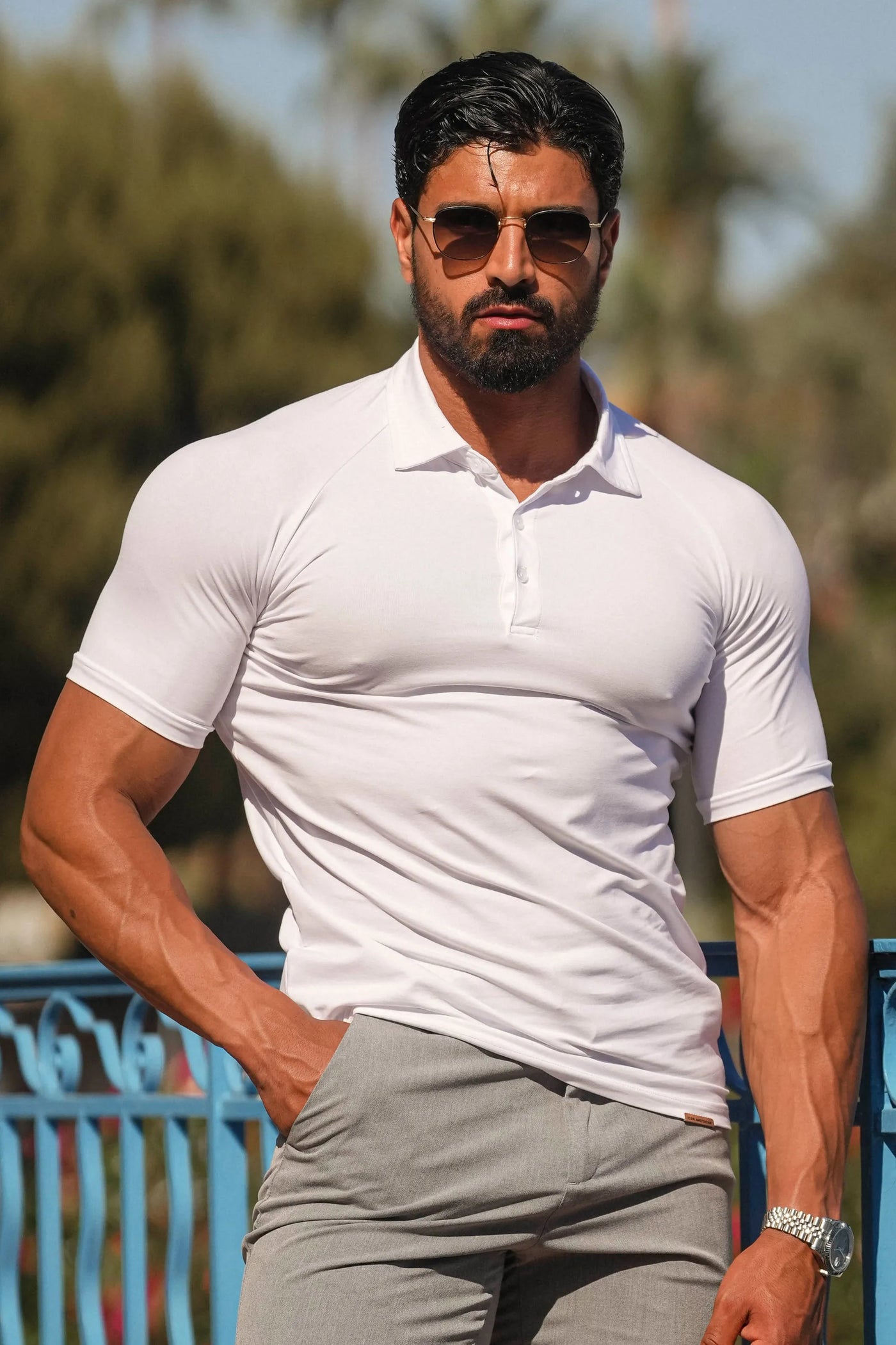 LE POLO MUSCLE BUTTON NOIR
