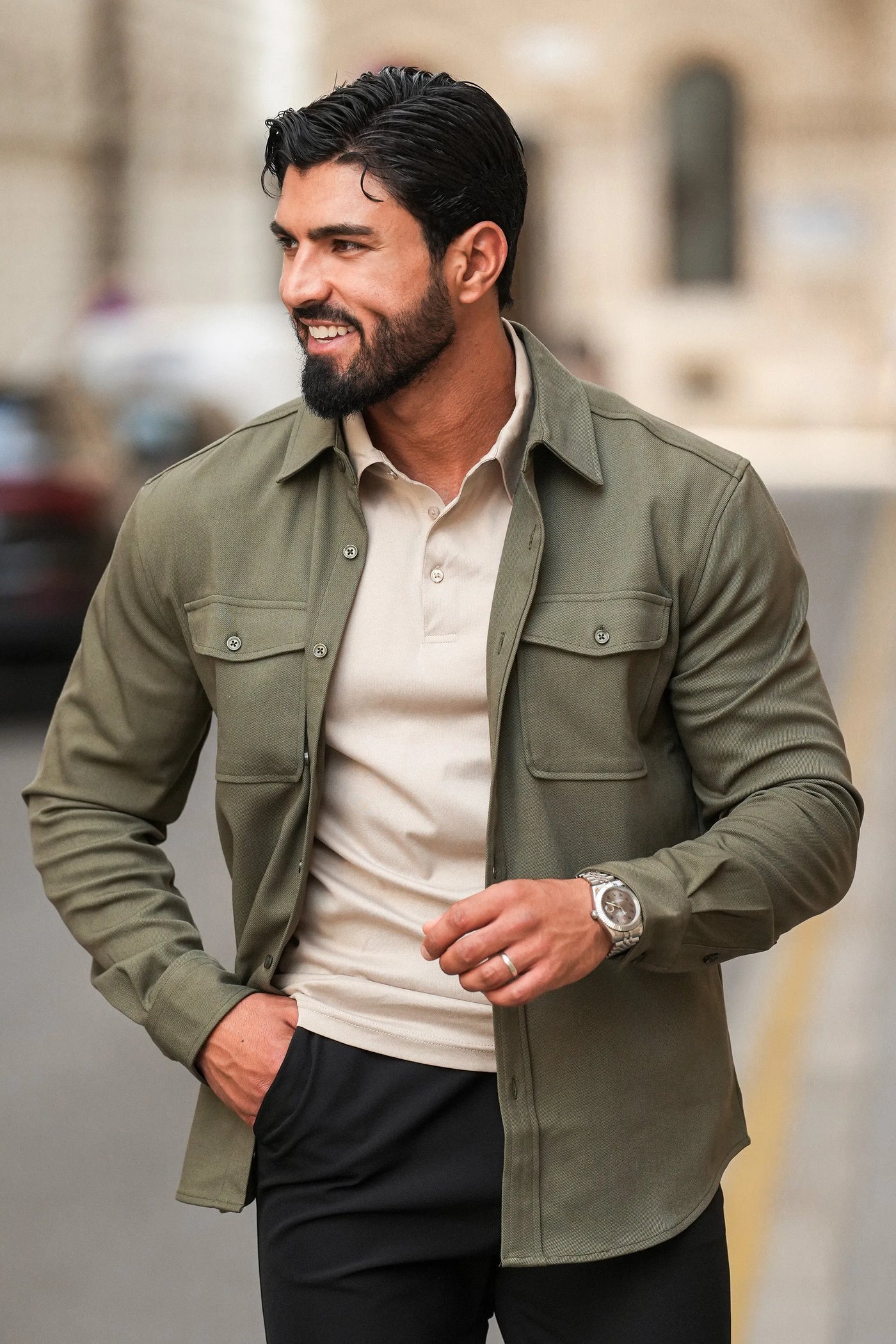 LE POLO MUSCLE BUTTON NOIR